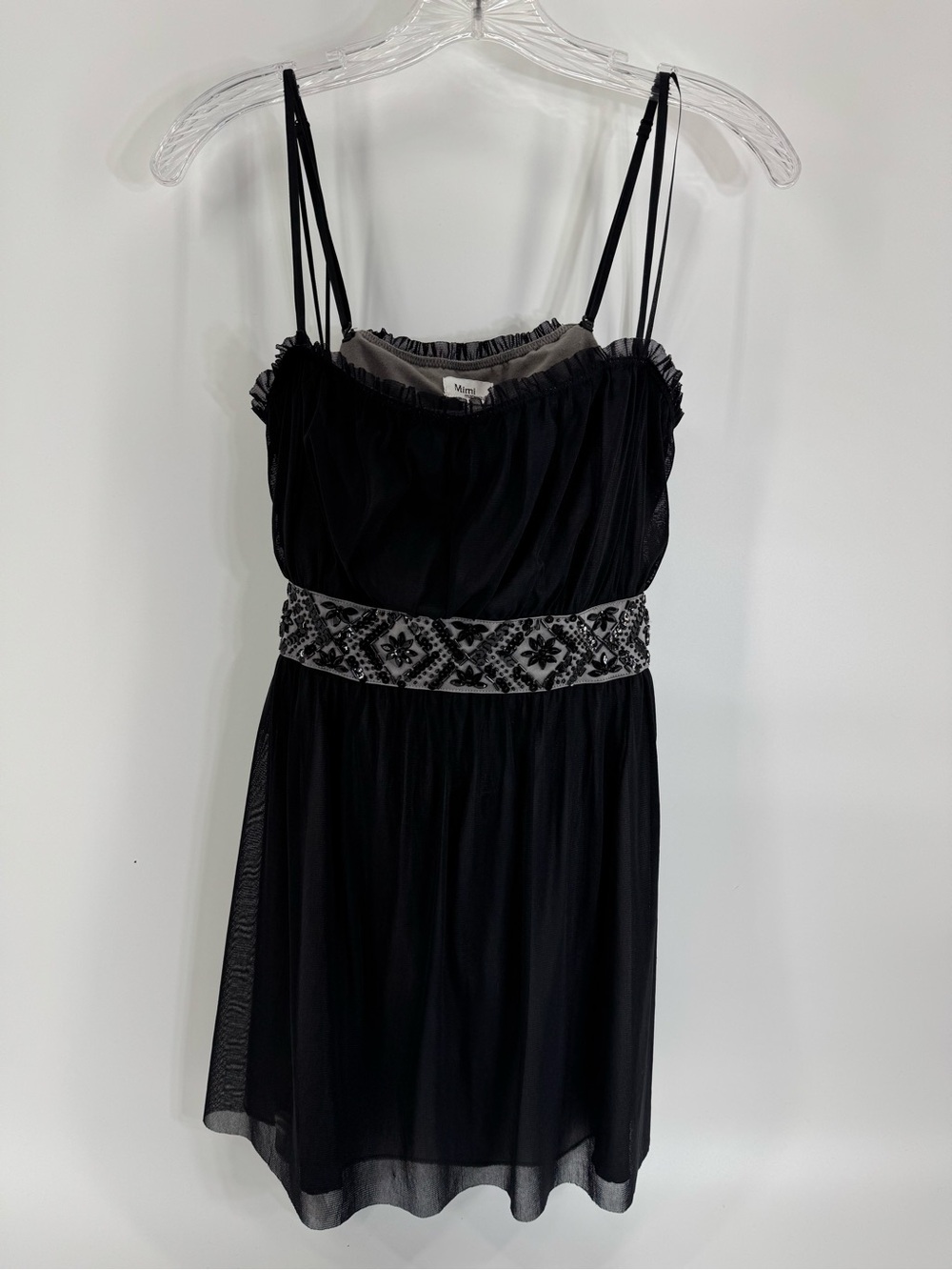 ⚙️ 3For$30 ⚙️ Black Beaded Waist Spaghetti Strap Dress